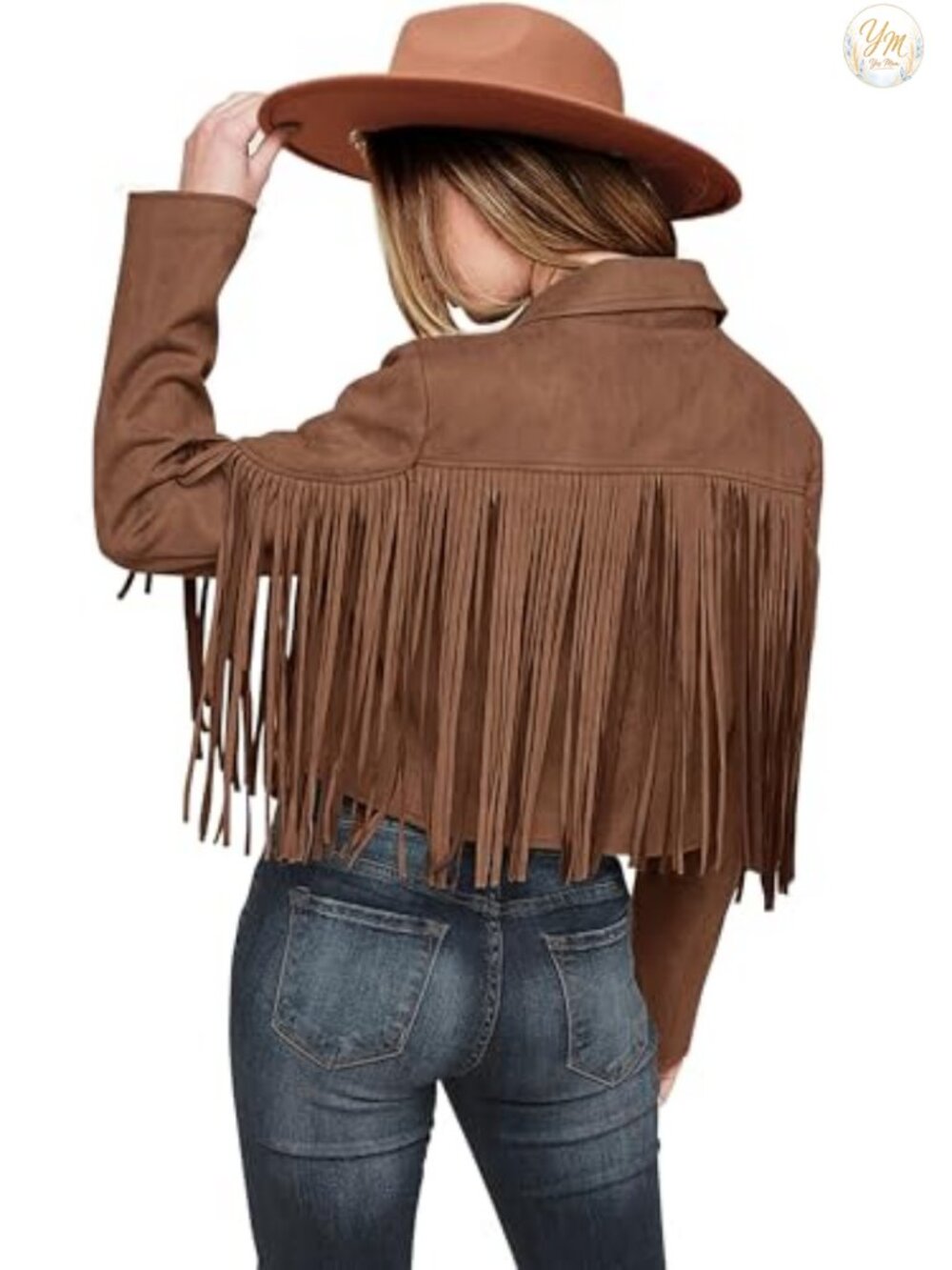 Fringe Faux Suede Leather Jacket Women Cropped Moto Style Long Sleeve